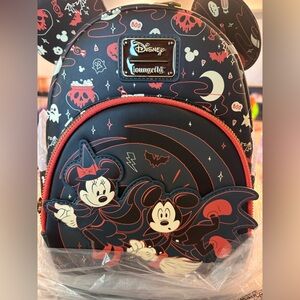 Loungefly Disney Mickey & Minnie Halloween Mini Backpack - Black & Red
